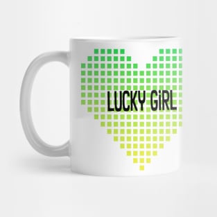 Lucky Girl Pixel Gradient Heart Mug